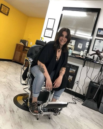 Taylor in her barbershop, Taylor's Scissors 'n' Clippers in Minden, NV